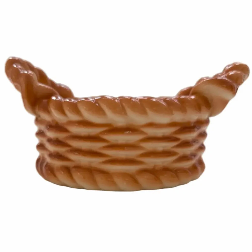 Vintage Ceramic Faux Woven Bread Basket Planter Fruit Wicker Look Decorative - Picture 2 of 10